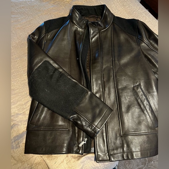 Cole Haan brown pebbled leather coat. Style 53GR7030. - Picture 3 of 5